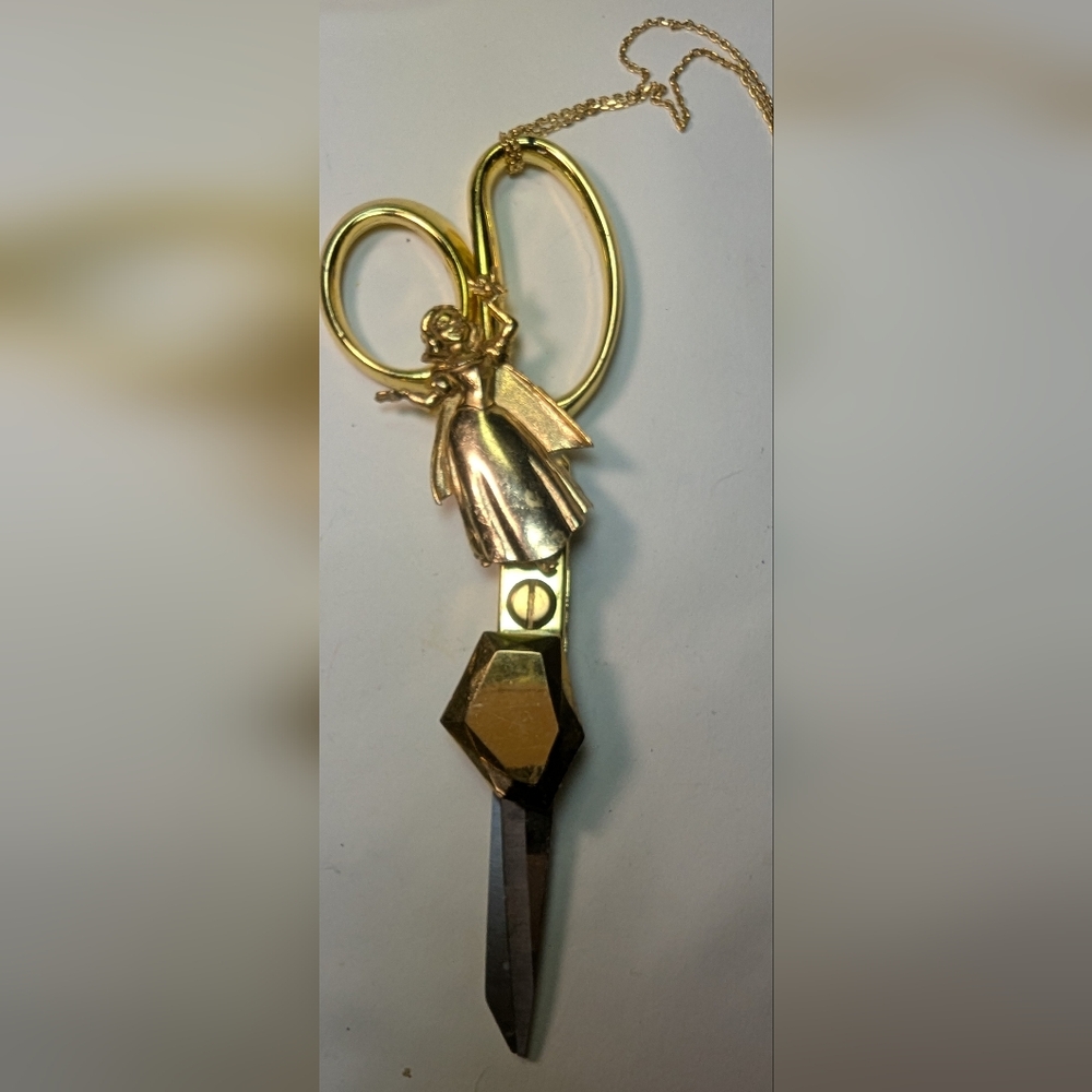 Wendy Gell one of a kind necklace Snow White Golden Scissors.